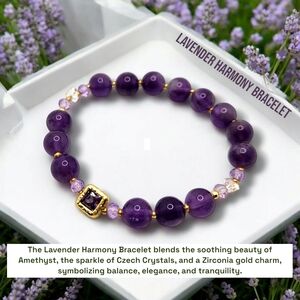 Lavender Harmony Bracelet with Amethyst and Gold Accents